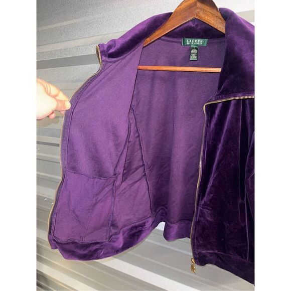 Purple Velvet Lauren Ralph Lauren Collection Full Zip Track Jacket - Picture 8 of 11